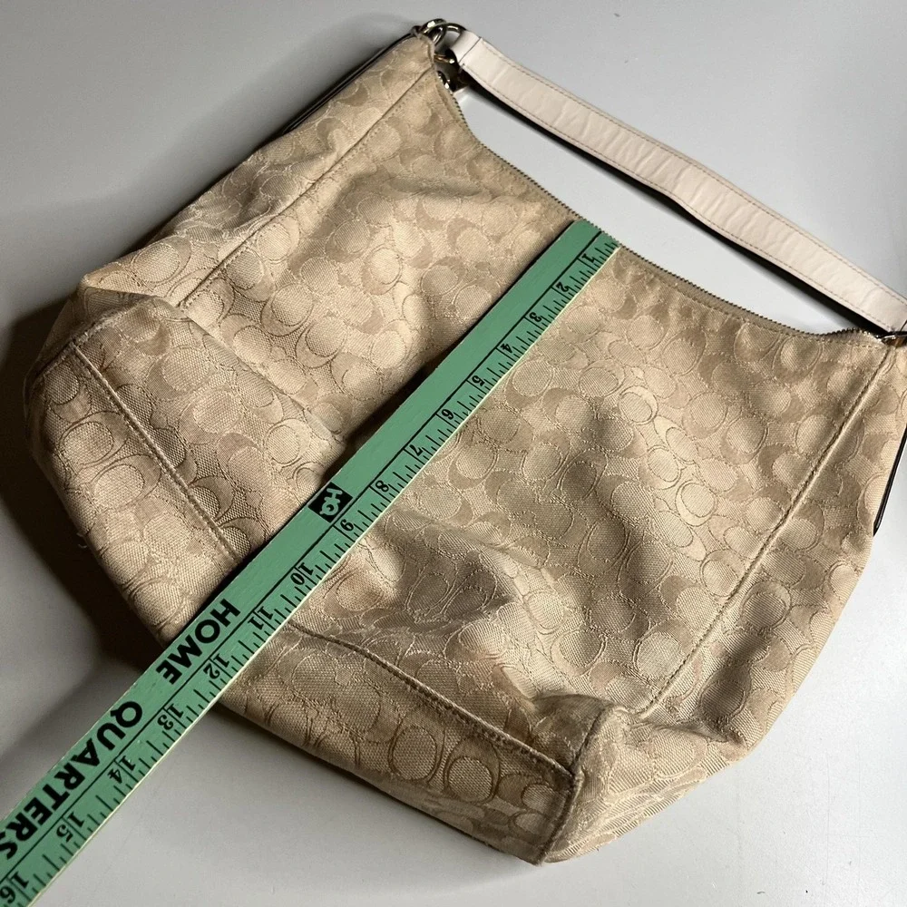 Coach Celeste Convertible Hobo Bag Signature Canvas Khaki Chalk F58327